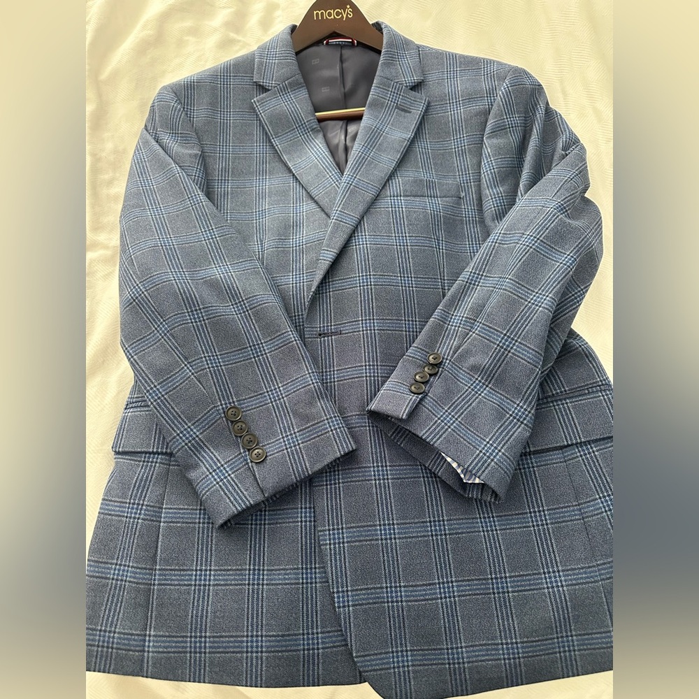 Tommy Hilfiger Navy Checkered Blazer 42S